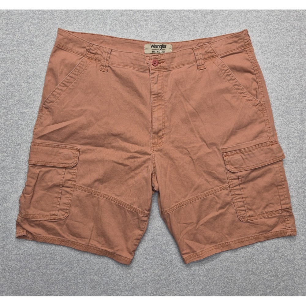 Wrangler Authentics Cargo Shorts Mens 40 Rust Terracotta Cotton Twill Utility